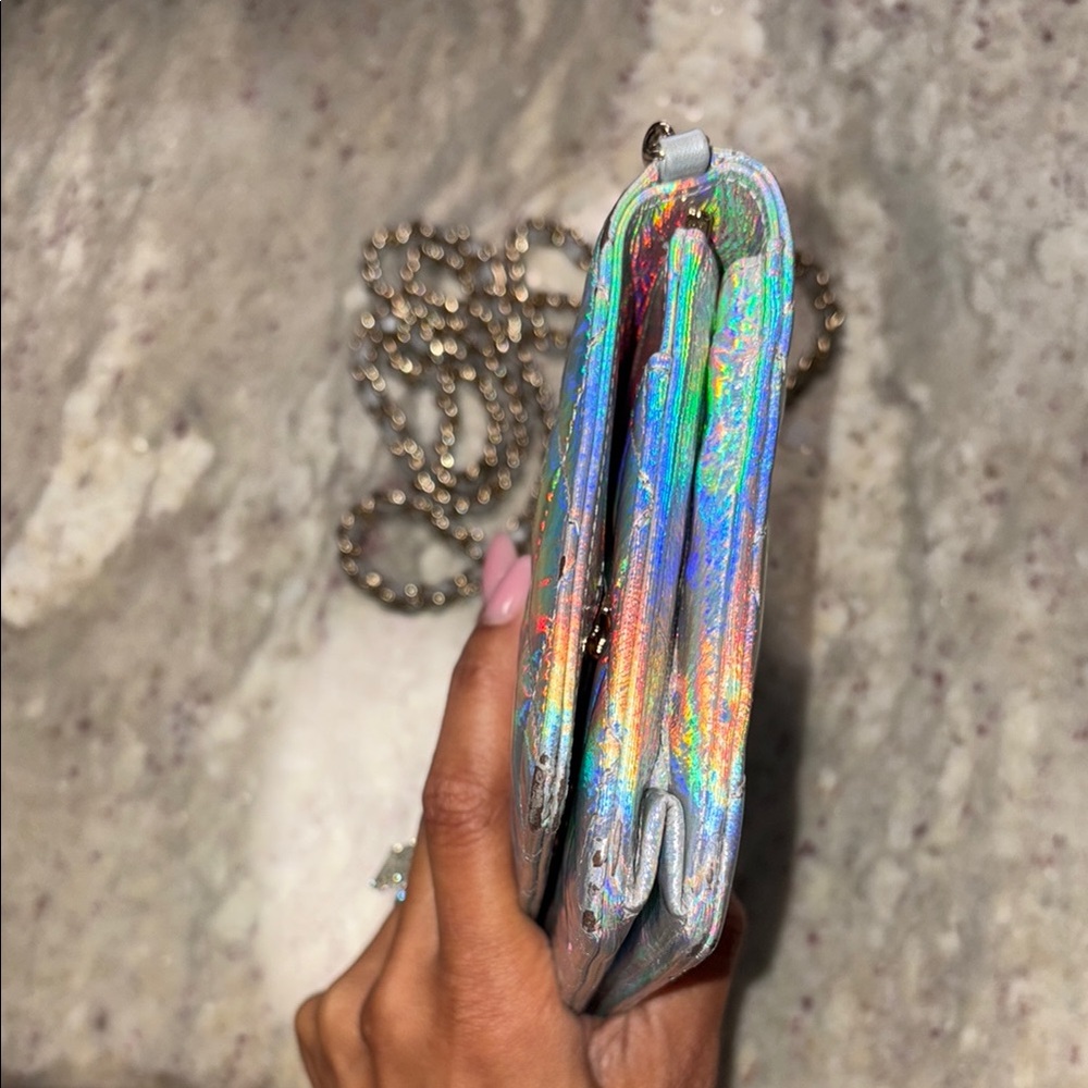 Chanel Goatskin Iridescent Holographic Wallet on Chain - Picture 4 of 14